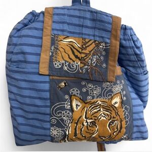 With Jean Blue and Brown Tiger Backpack